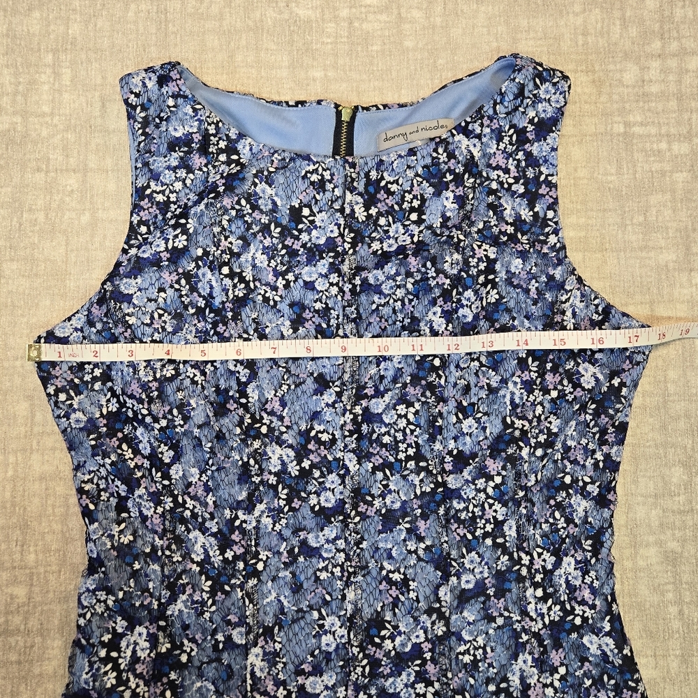Blue and Purple Floral Danny and Nicole Dress Size 10 - Picture 3 of 9